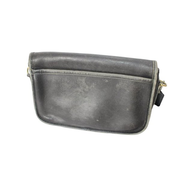 COACH Penny Pocket Black Genuine Leather Gold Classic Turn Lock Small Messenger - Picture 5 of 9